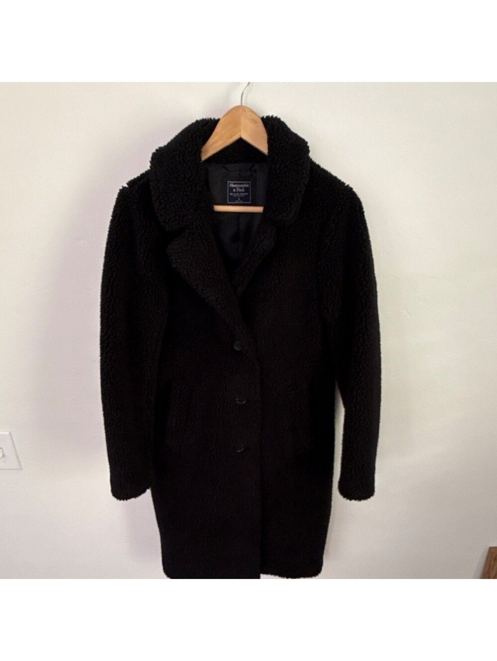 Abercrombie & Fitch Black Faux Fur Overcoat Women’s Small Lined Jacket Winter